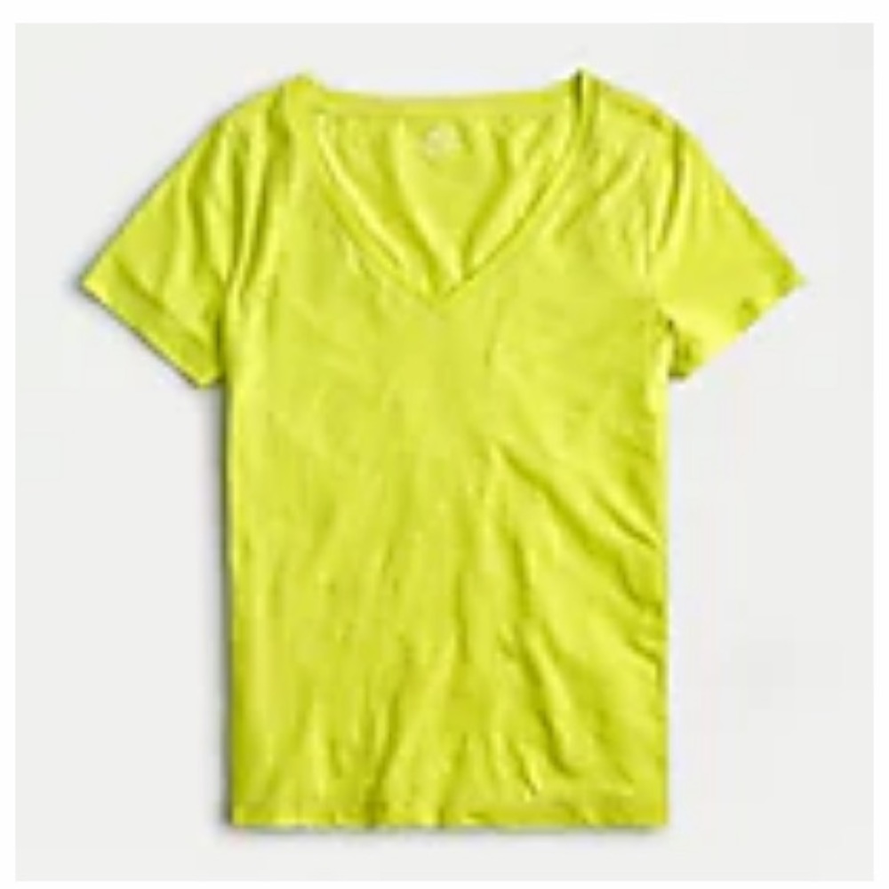 J.Crew Vintage cotton V-neck T-shirt. Color: BRIGHT KIWI. Size: SMALL.